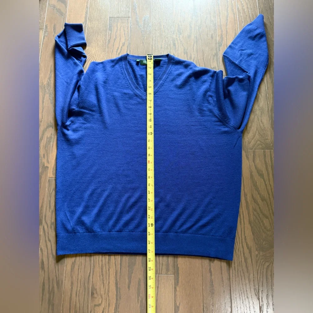Bobby Jones Royal Blue Merino Wool V-Neck Sweater Size X-Large